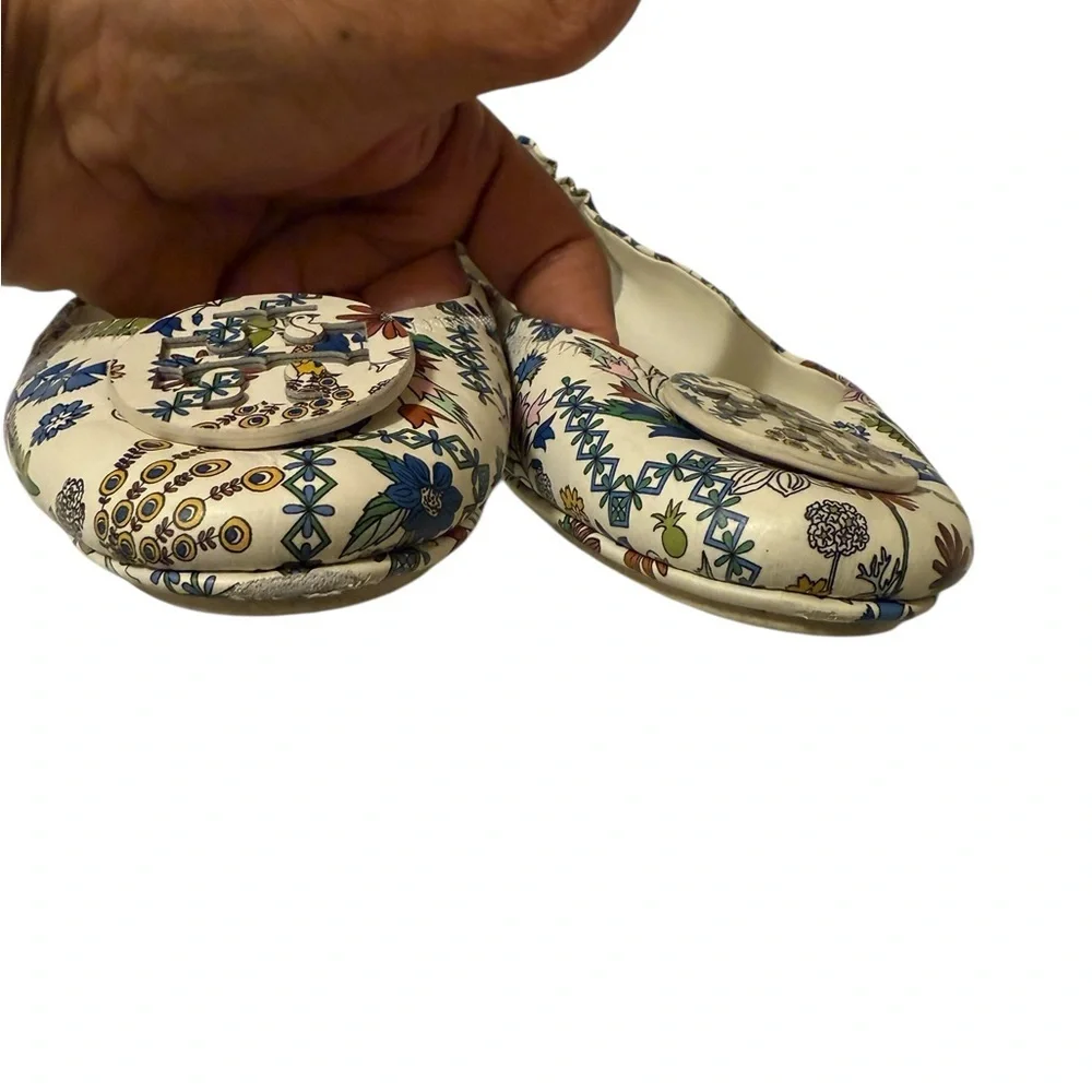 Tory Burch Minnie Ivory Meadow Folly Travel Ballet Flats, in great conditions